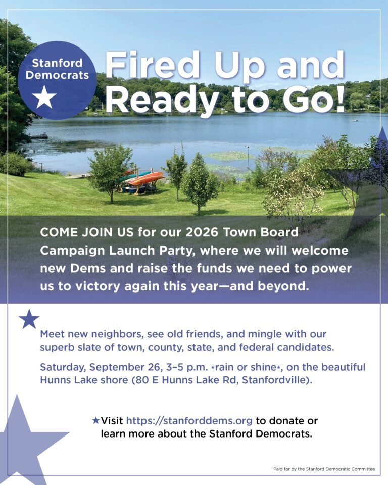 Campaign Launch Party event postcard for Saturday September 26th, 2026