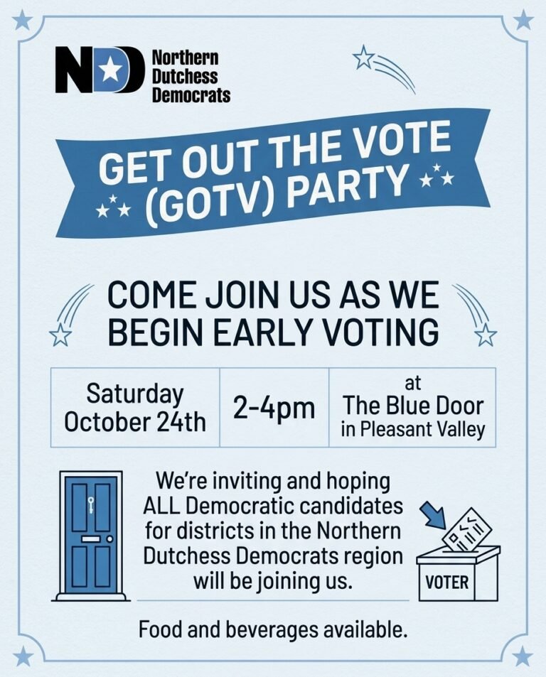 Get Out The Vote Party event postcard for Sautday October 24th, 2026
